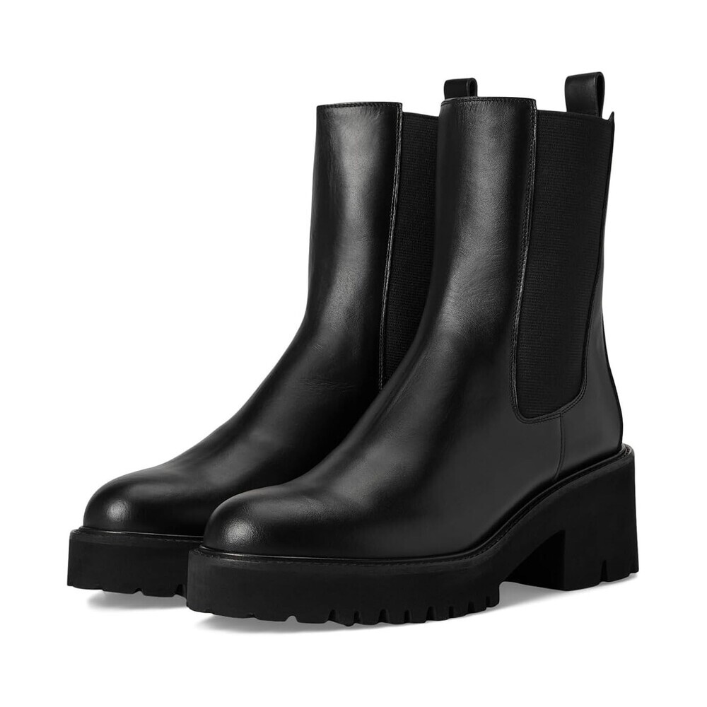 La Canadienne Teddy Boots Women US 6.5 Black Leather Block Heel Chelsea ZOGG1821